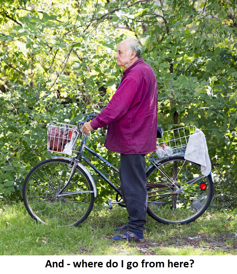 Old man w bicycle Meaning